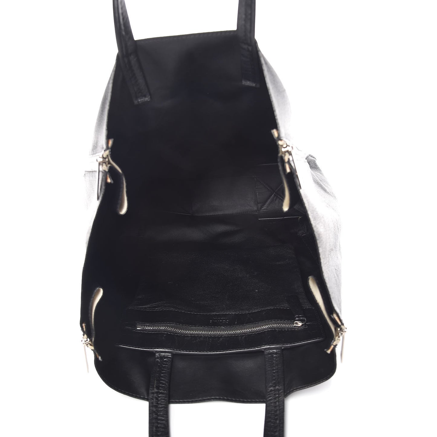 Smooth Lambskin Vertical Zip Cabas Black
