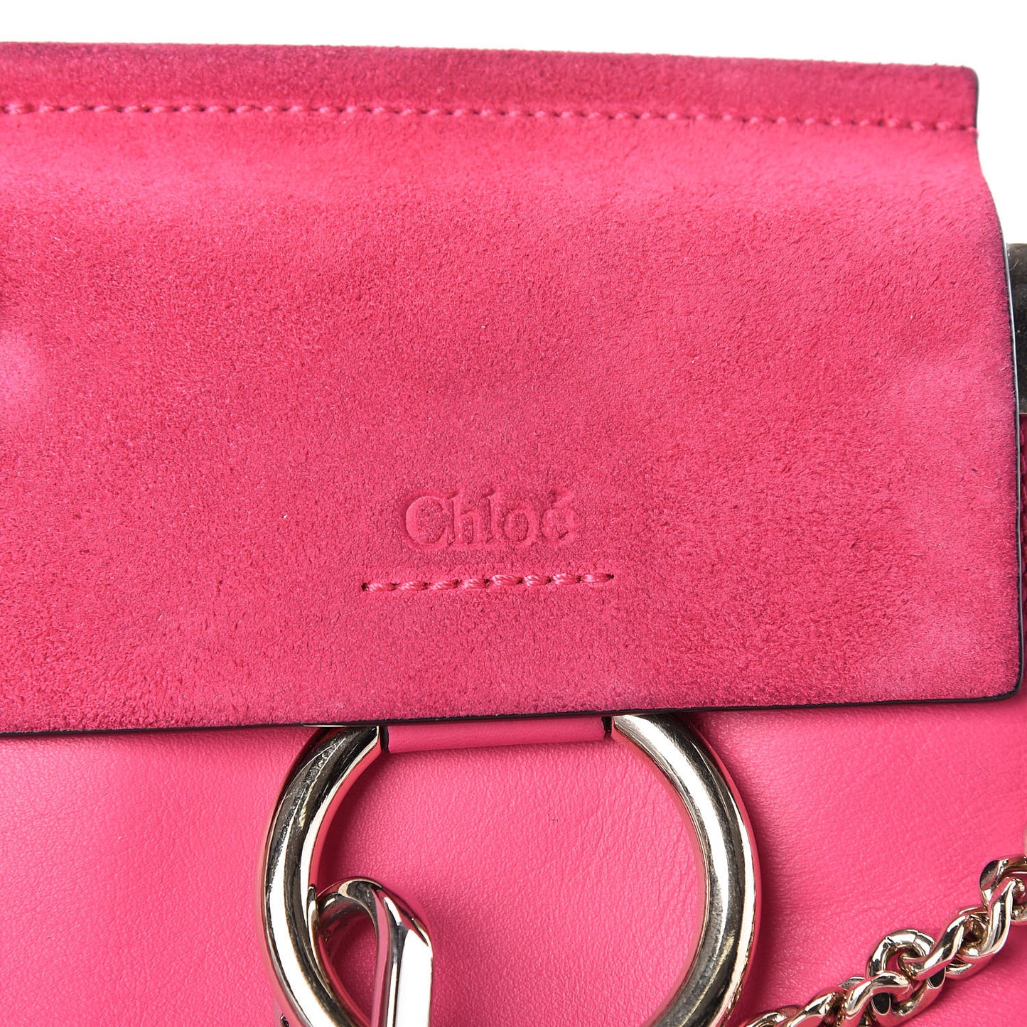 Suede Calfskin Mini Faye Bracelet Bag Fuchsia Rose