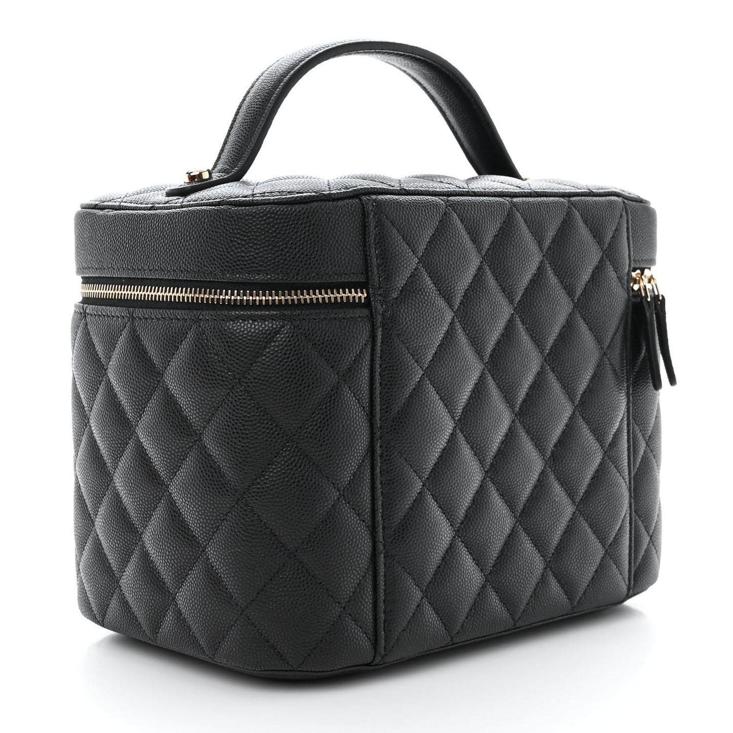 Caviar Quilted Large Vanity Pouch Black