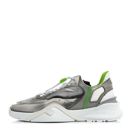 Fendi Fabric Calfskin Rubber Transparent Mens Fendi Flow Low Top Sneakers 9 Grigio Ultra White 1 of 10