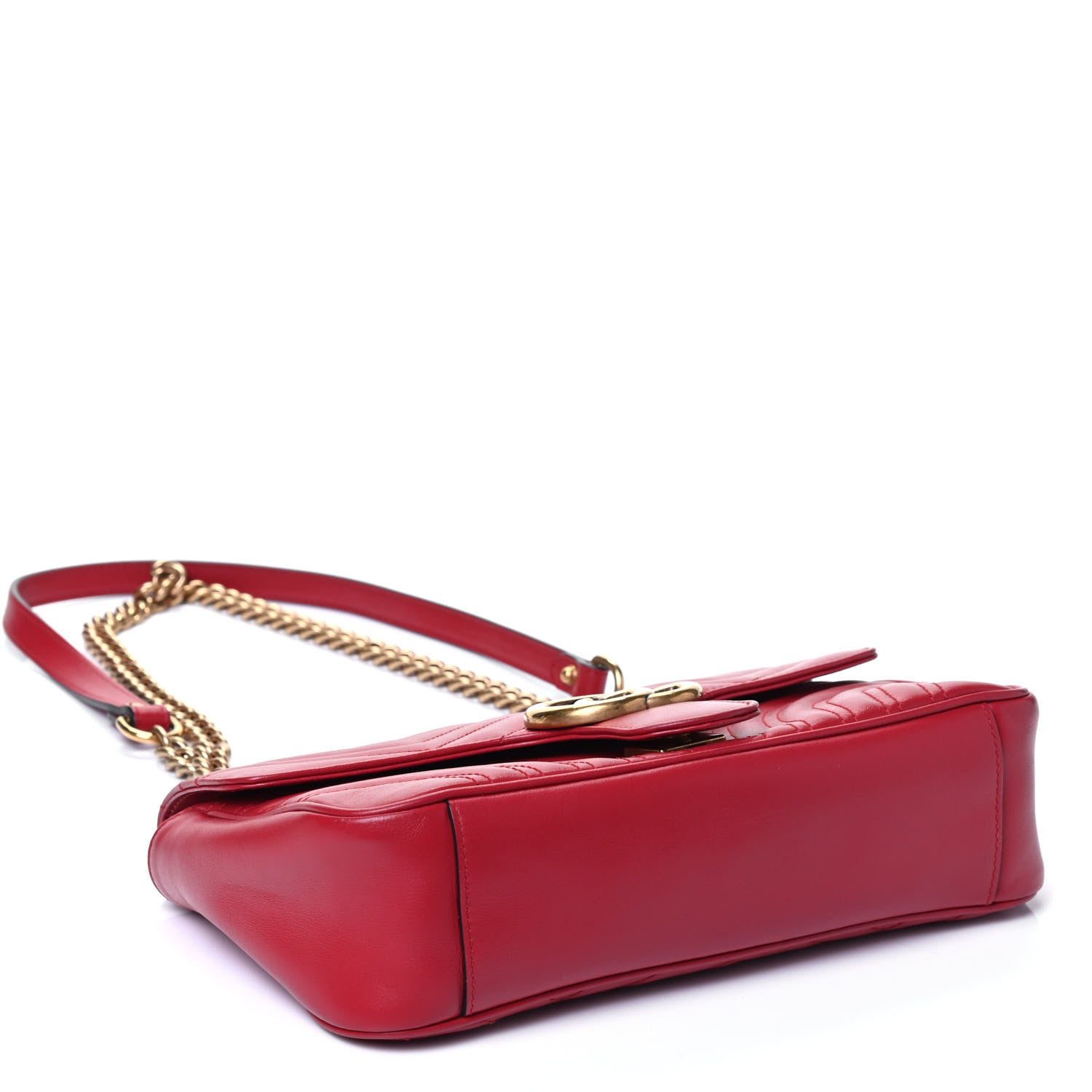 Gucci Calfskin Matelasse Small GG Marmont Shoulder Bag Hibiscus Red 3 of 4