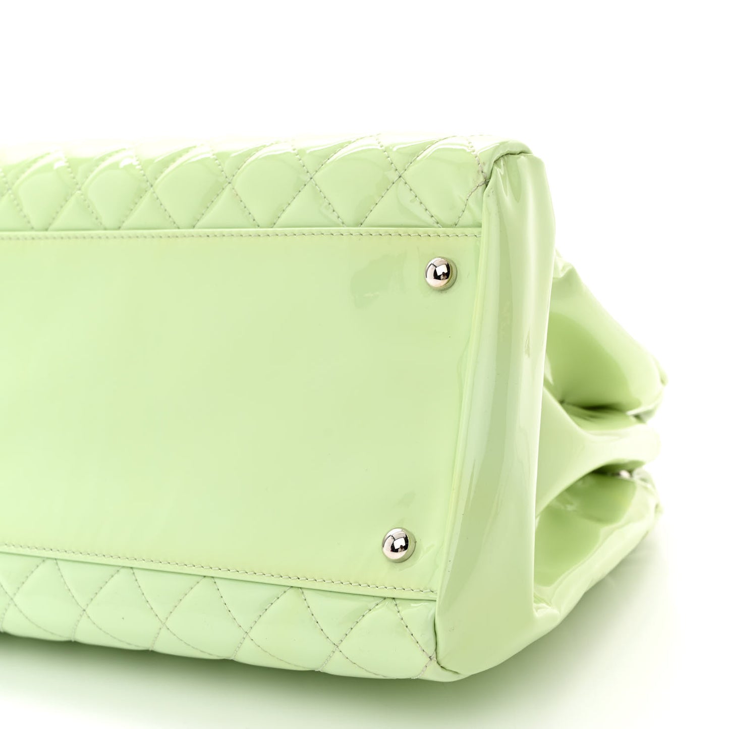 Patent Quilted Large Just Mademoiselle Bowling Bag Light Green
