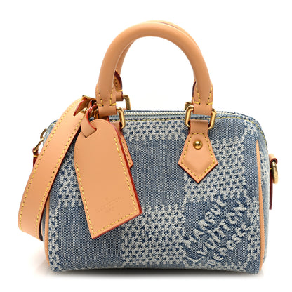 Louis Vuitton Damier Denim 3D Speedy Bandouliere 18 Bleu 1 of 9
