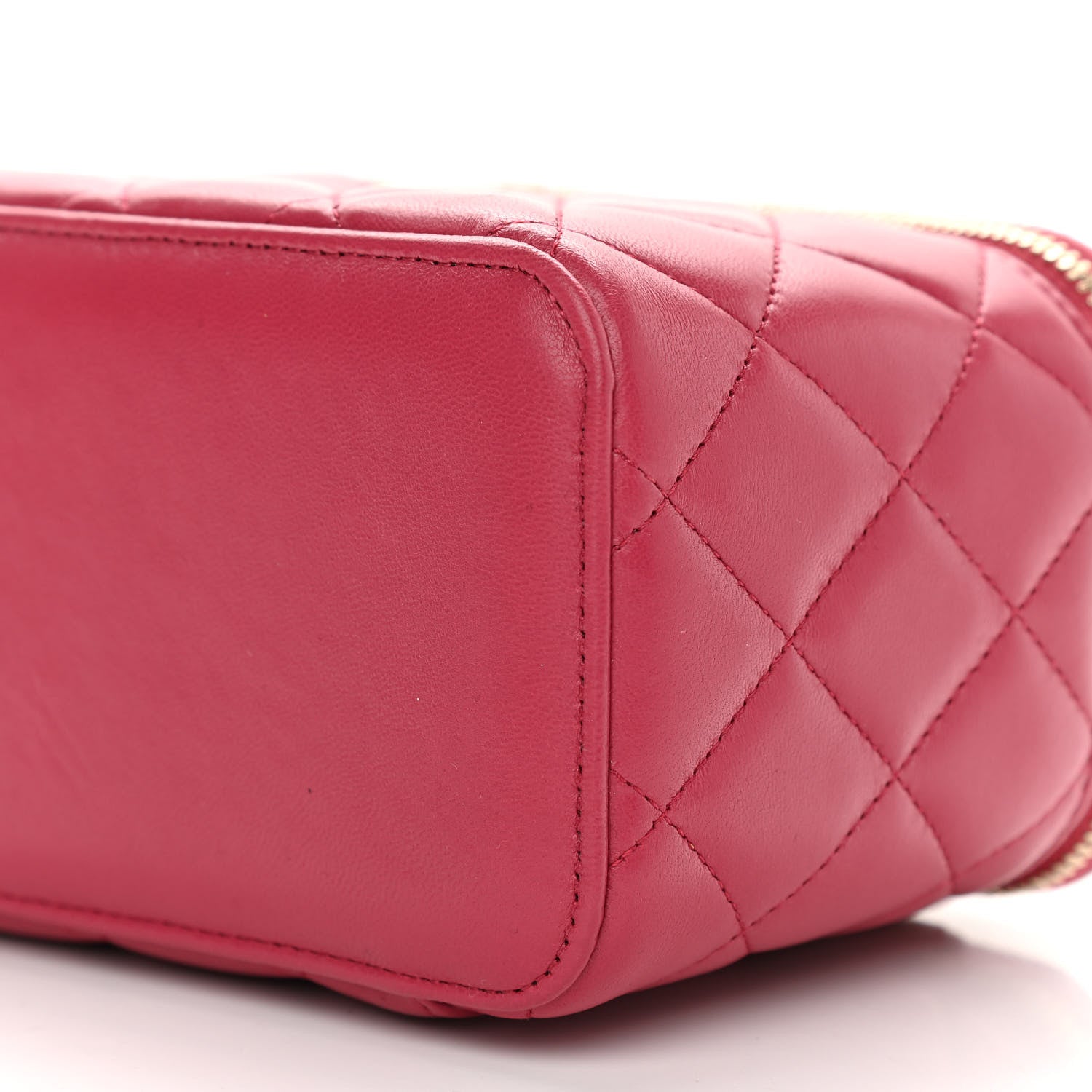 Chanel Lambskin Quilted Small Top Handle Vanity Case With Chain Dark Pink 10 of 11