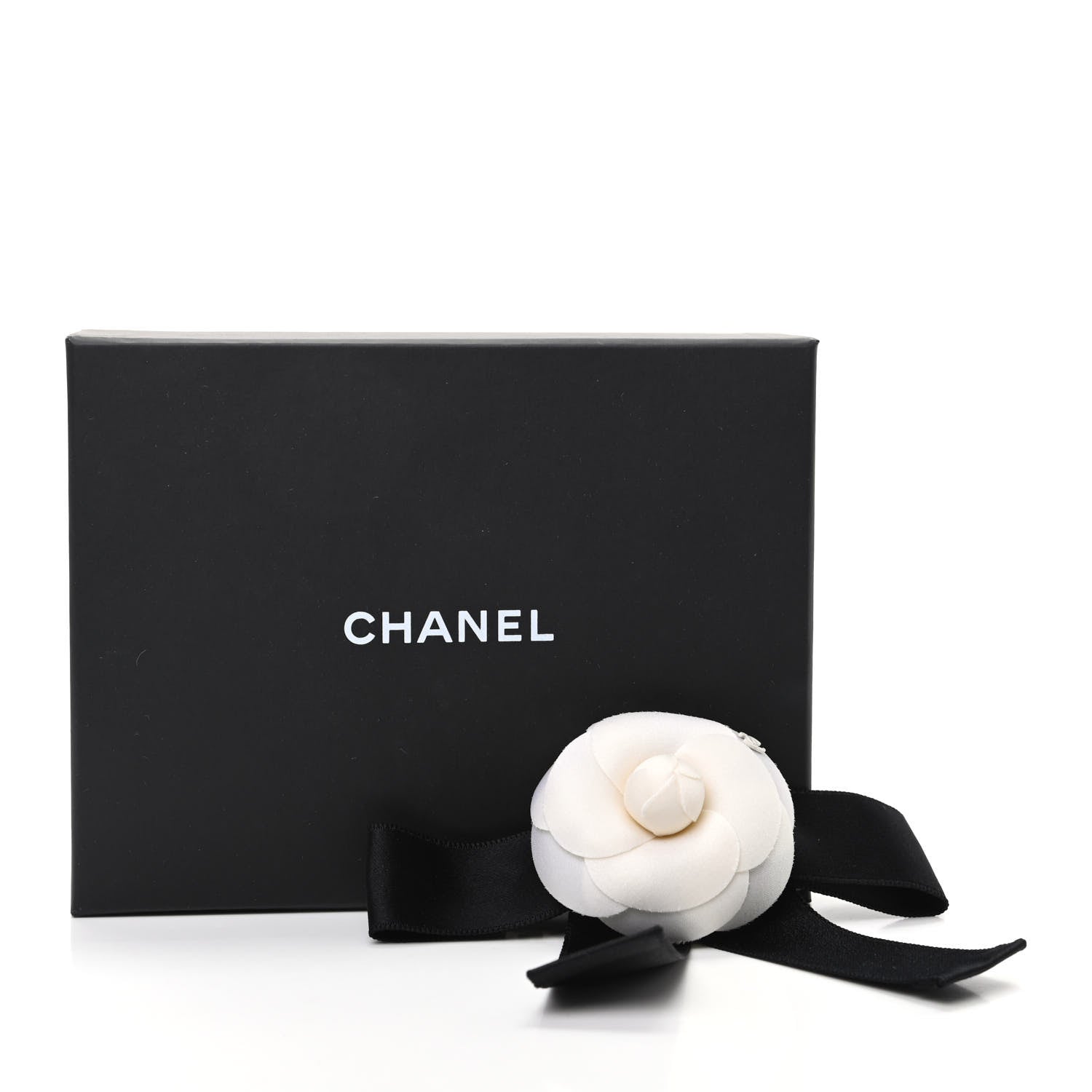 Chanel Satin Camellia CC Hair Clip Barrette White Black 5 of 5