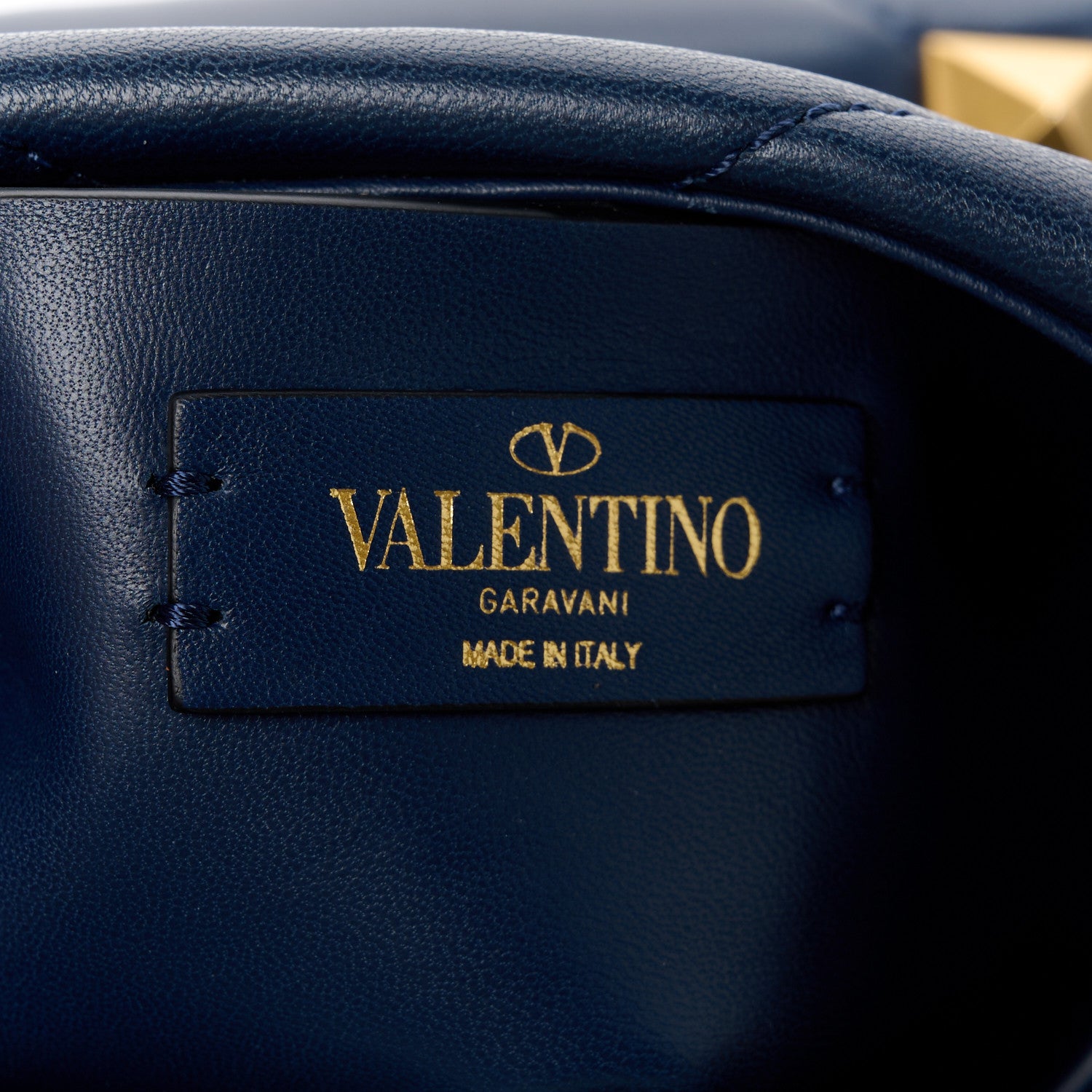 Valentino Garavani VALENTINO GARAVANI Nappa Small Roman Stud The Handle Bag Navy 8 of 11