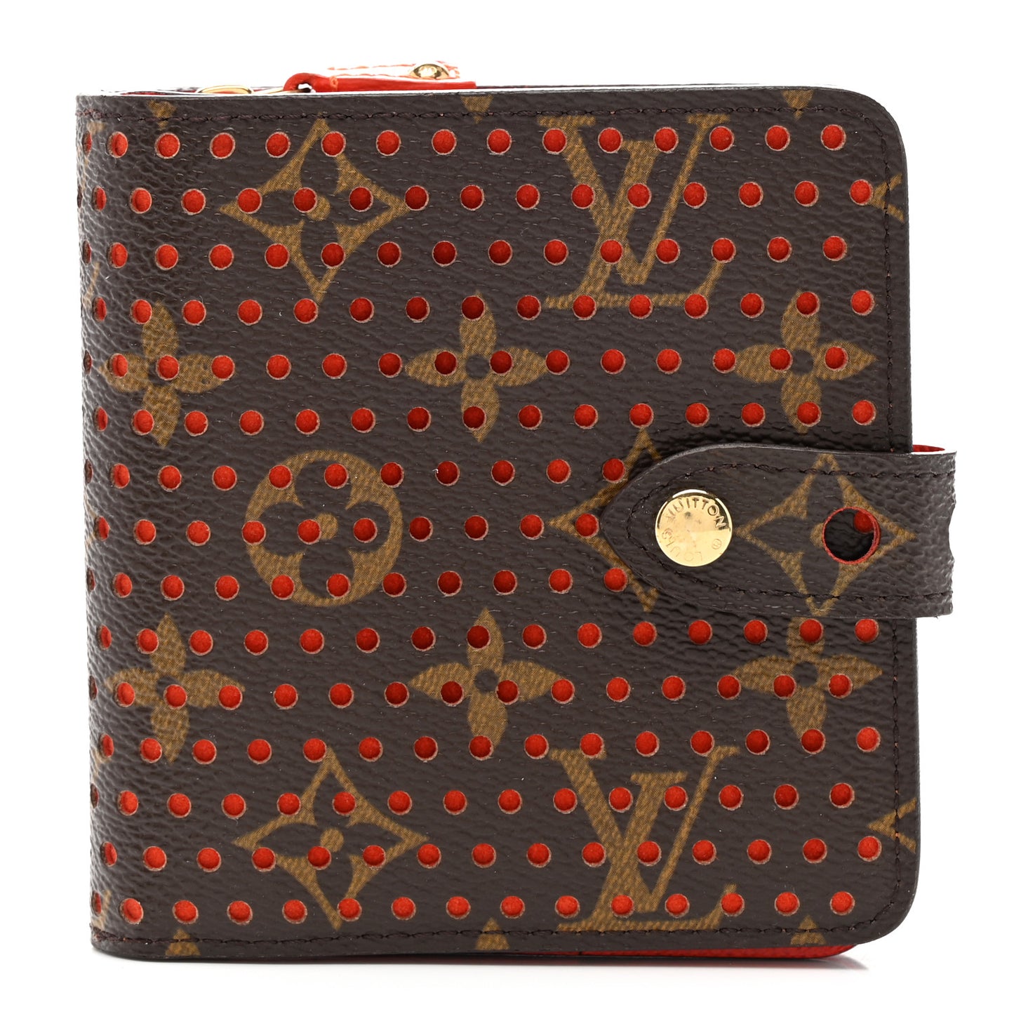 Monogram Perforated Compact Zipped Wallet Orange