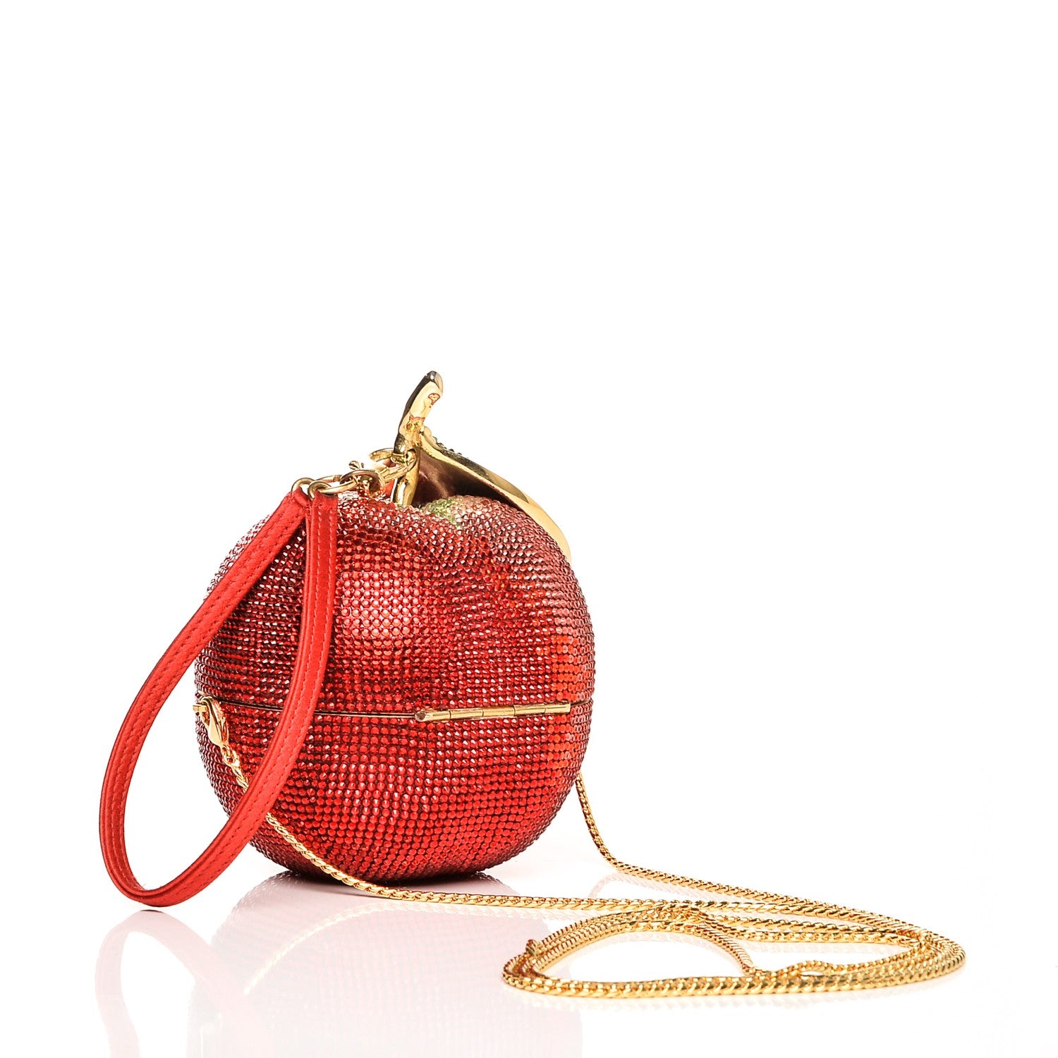 Judith Leiber Swarovski Crystal Apple Minaudiere Clutch Red 3 of 8