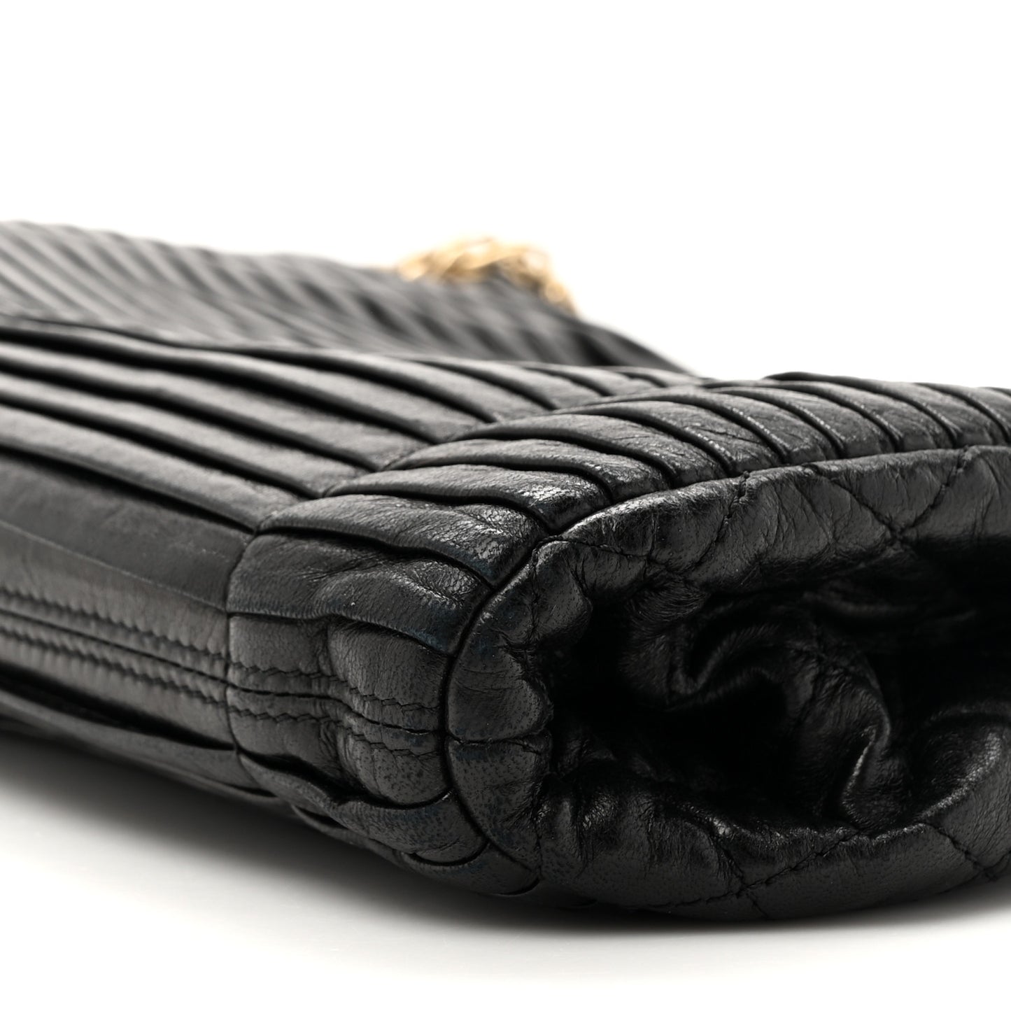 Lambskin Pleated Shoulder Bag Black