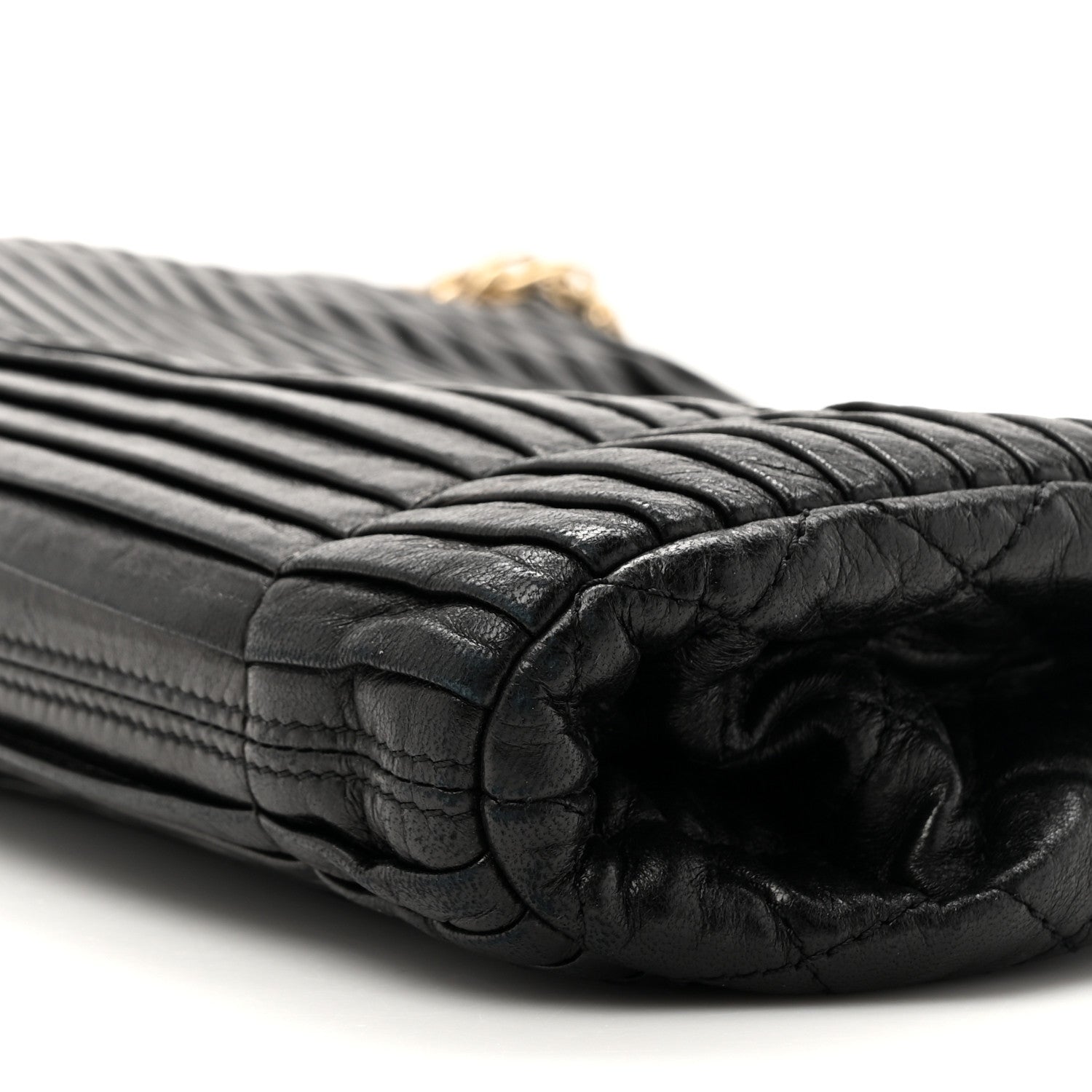 Chanel Lambskin Pleated Shoulder Bag Black 9 of 12