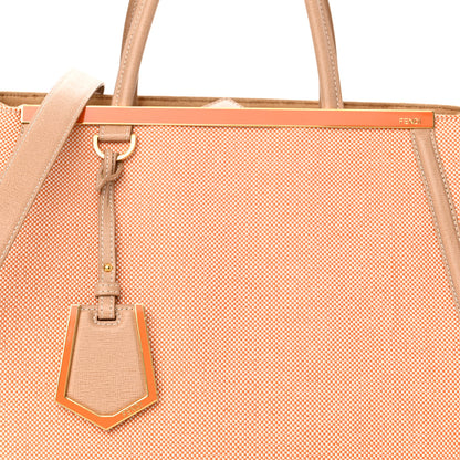 Fendi Canvas Vitello Regular 2Jours Tote Beige 10 of 12