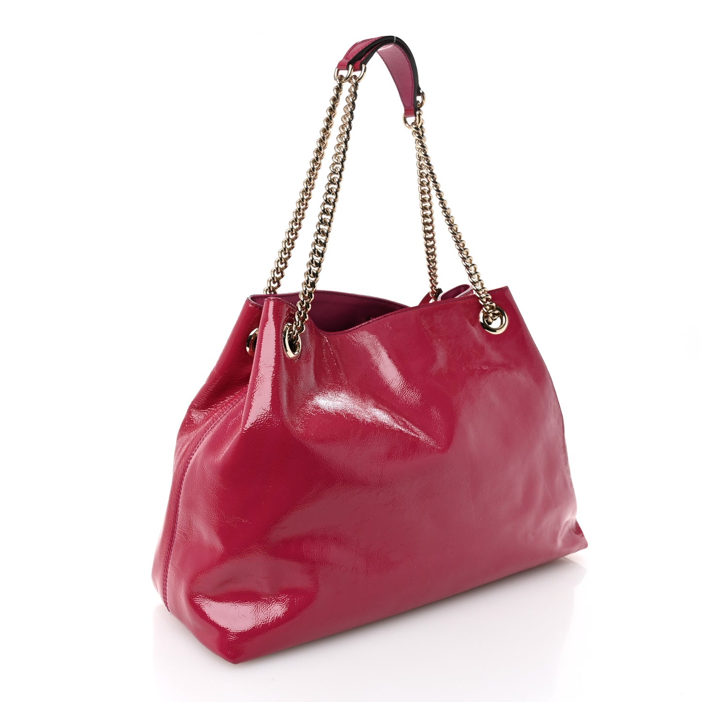 Vernice Naplack Medium Soho Chain Shoulder Bag Bright Bouganville