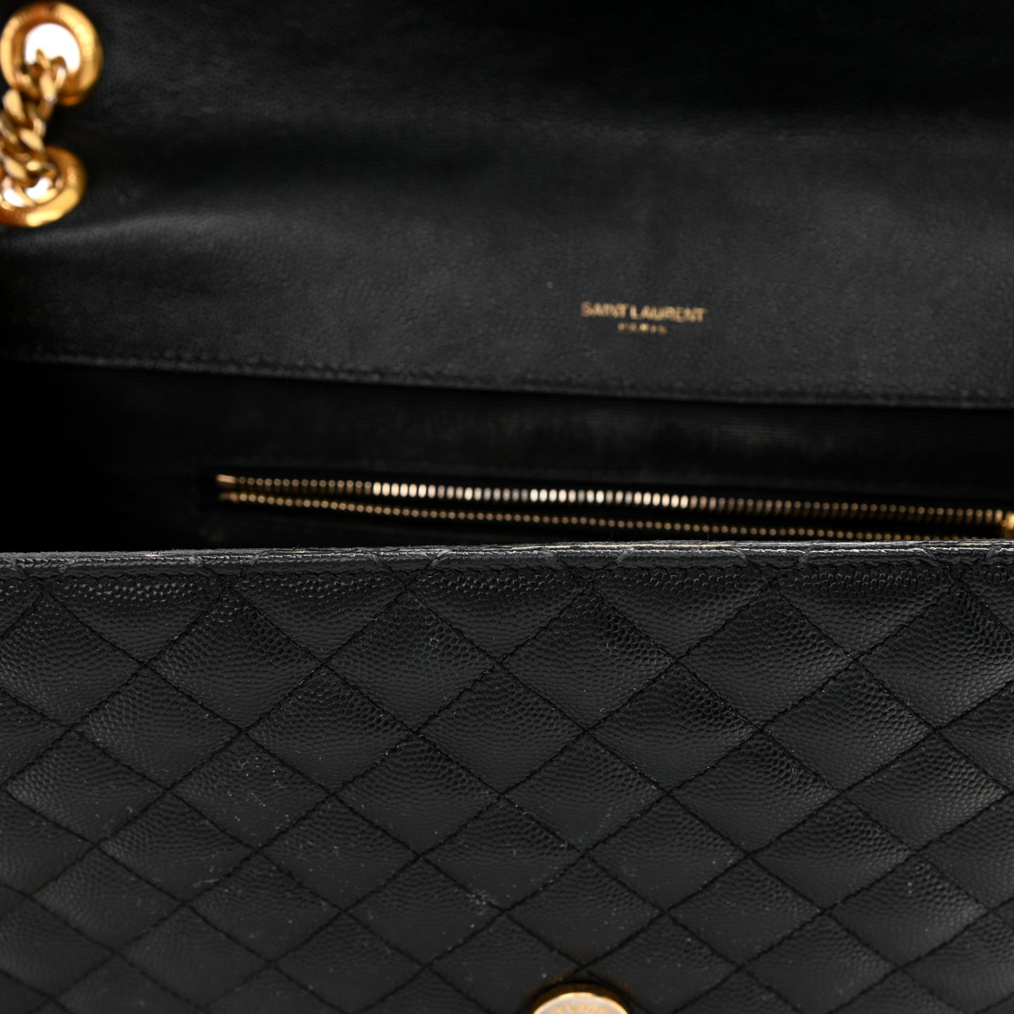 Grain De Poudre Textured Mixed Matelasse Large Triquilt Monogram Satchel Black
