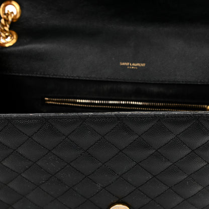 Saint Laurent Grain De Poudre Textured Mixed Matelasse Large Triquilt Monogram Satchel Black 20 of 35