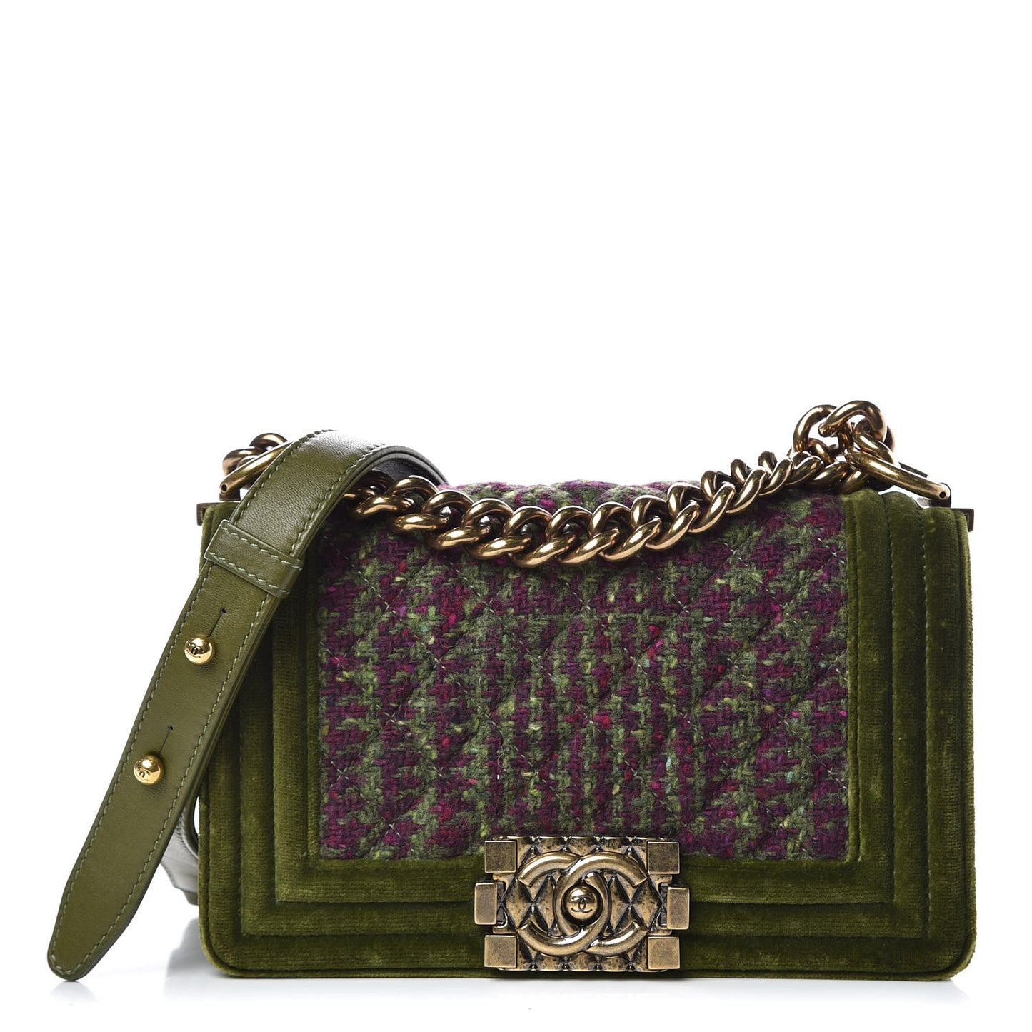 Velvet Tweed Small Boy Flap Green