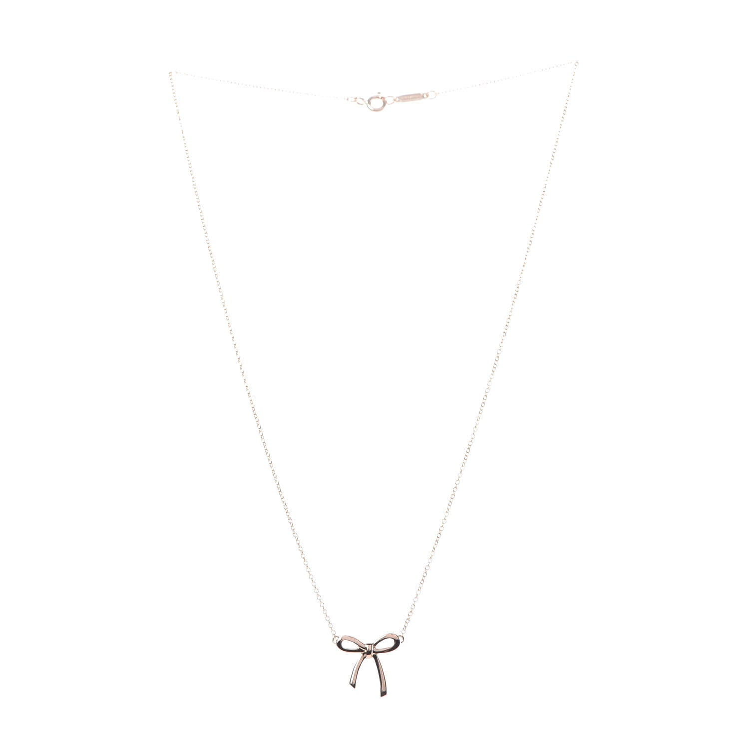 Tiffany 18K Yellow Gold Mini Bow Pendant Necklace 3 of 7