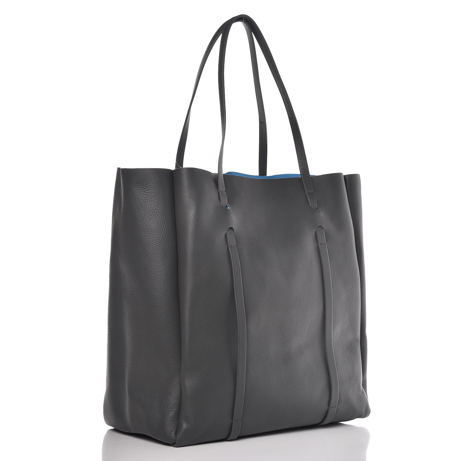 Balenciaga Veau Baltimore Double Sided Medium Everyday Tote Gris Fossile Bleu Turquoise 4 of 8