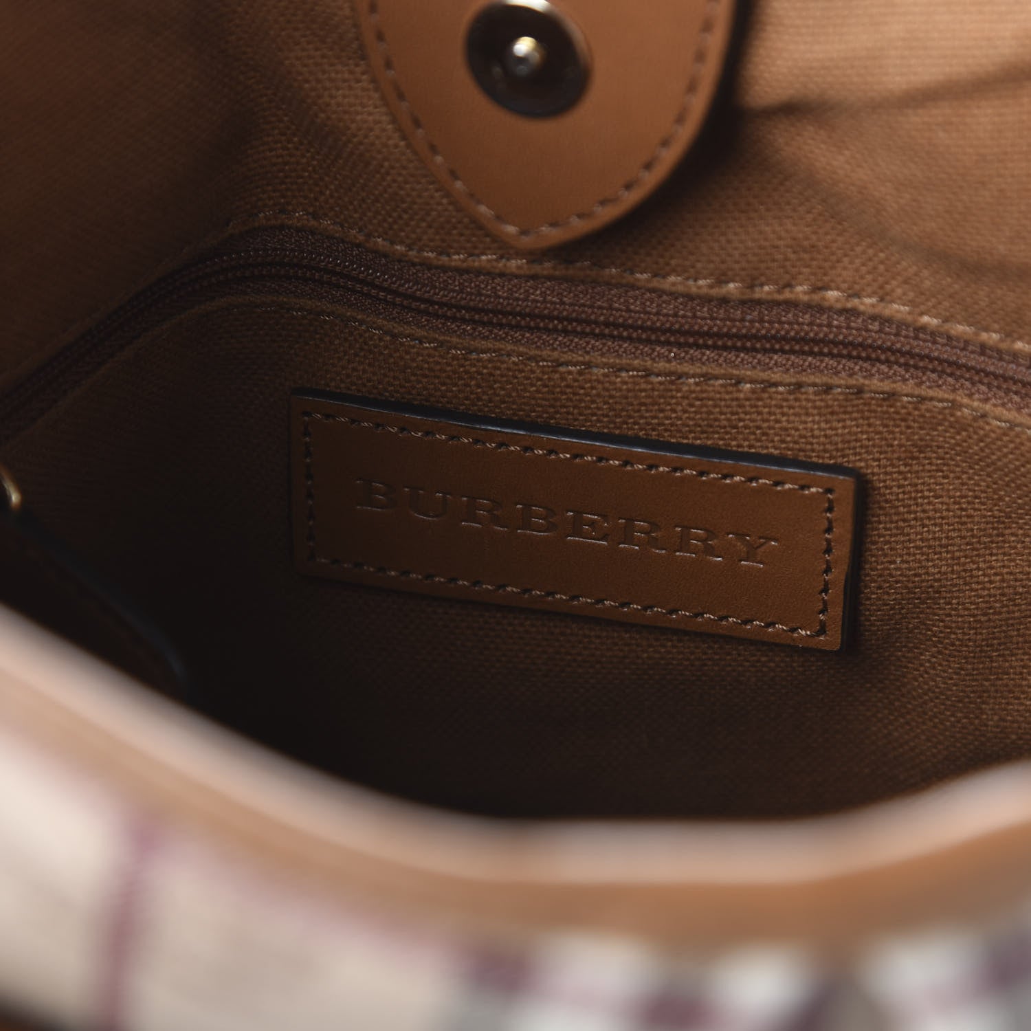 Burberry Haymarket Check Small Northfield Tote Mid Camel 8 of 9