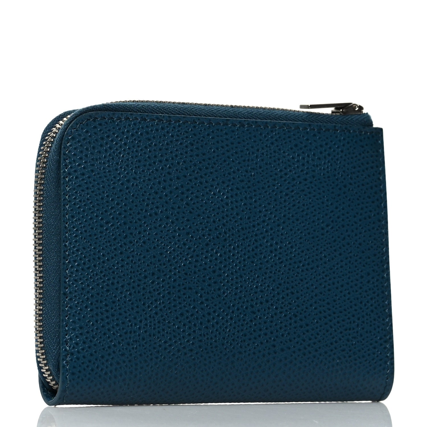 Celine Drummed Calfskin Medium Half Zip Multifunction Wallet Coin Purse Blue 3 of 8
