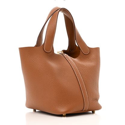 Hermes Taurillon Clemence Picotin Lock 18 PM Gold 3 of 11