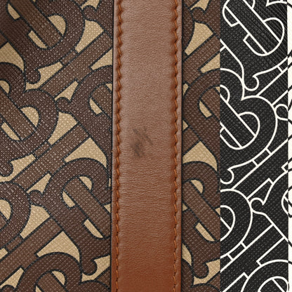 Burberry E-Canvas Monogram Stripe Book Tote Bridle Brown 12 of 13