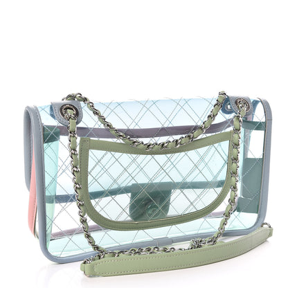 Chanel Lambskin PVC Quilted Medium Coco Splash Flap Blue Green 3 of 14