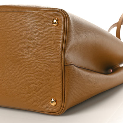 Prada Saffiano Cuir Large Double Bag Caramel Fuoco 9 of 17