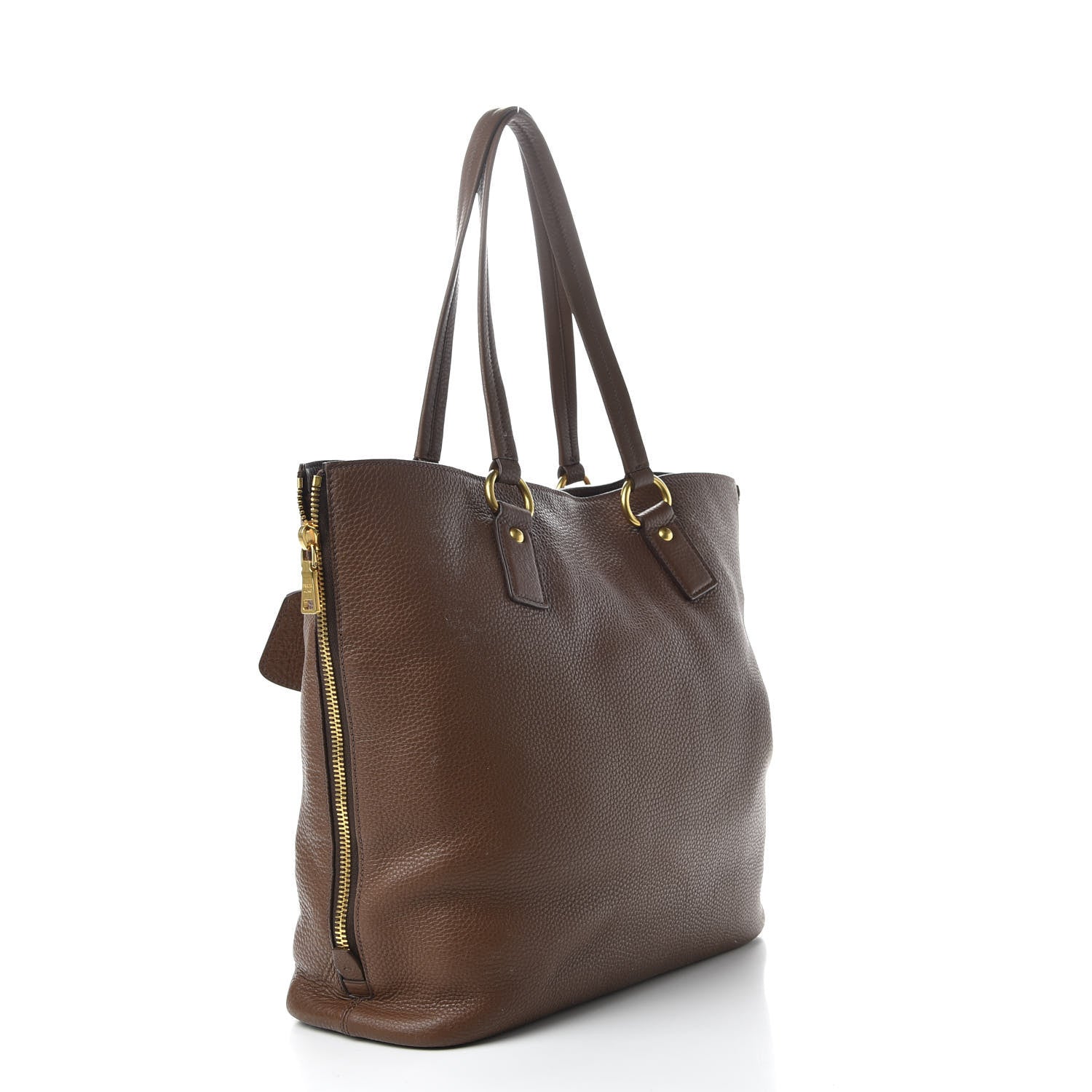 Prada Vitello Daino Side Zip Tote Tabacco 3 of 9