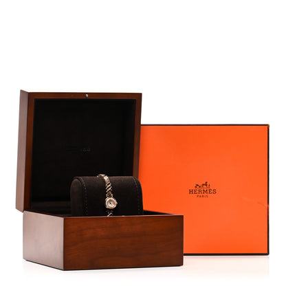 Hermes 18K Rose Gold Diamond Mother of Pearl 16mm Faubourg Polka Mini Quartz Watch 5 of 5