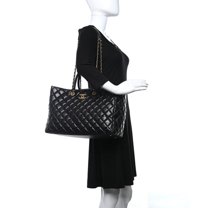Chanel Aged Calfskin Quilted Large Coco Handle Shopping Tote Black 2 of 12