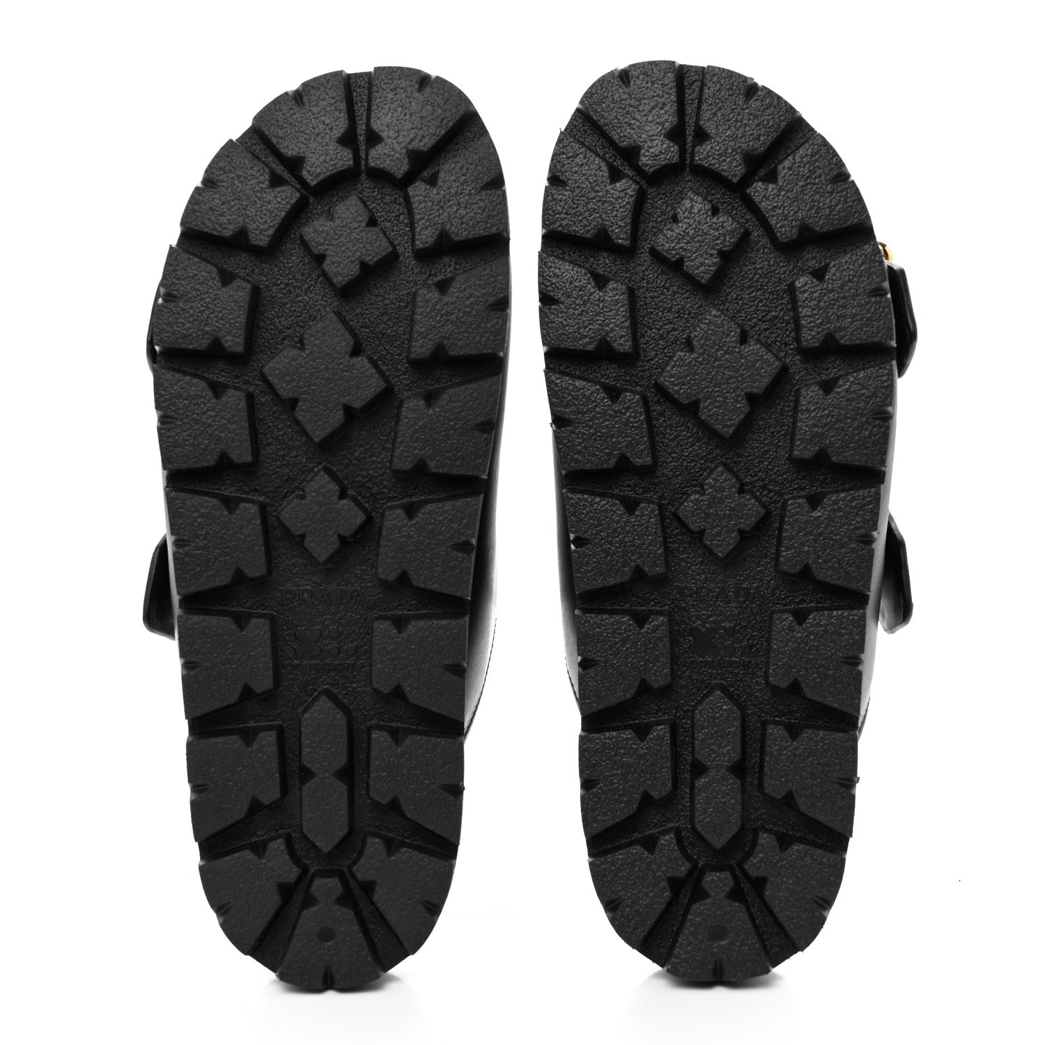 Prada Vitello Sport Metal Triangle Logo Womens Double Buckle 20mm Slide Sandals 39.5 Black 5 of 8