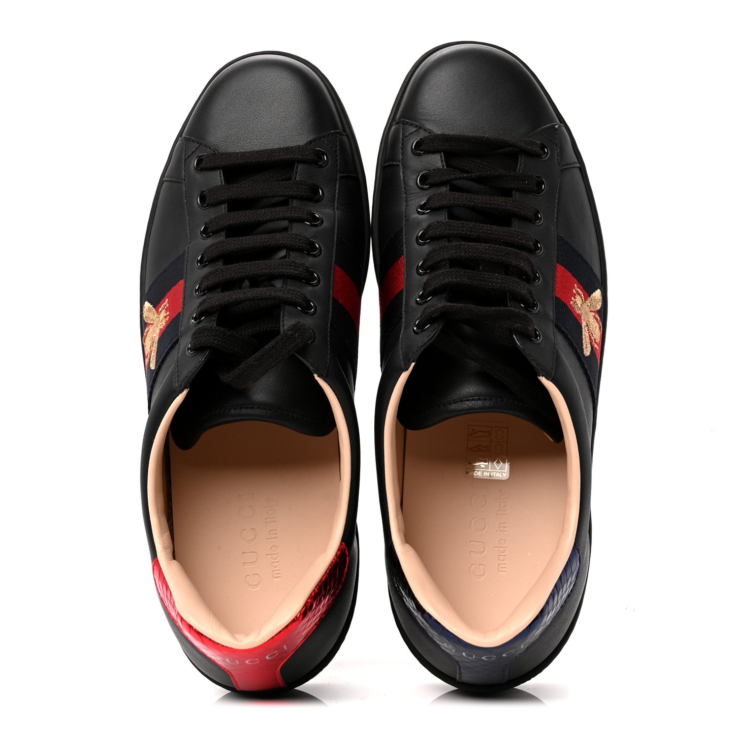 Miro Soft Calfskin Laminated Ayers Web Bee Embroidered Mens Ace Sneakers 7.5 Black Red Flame Night