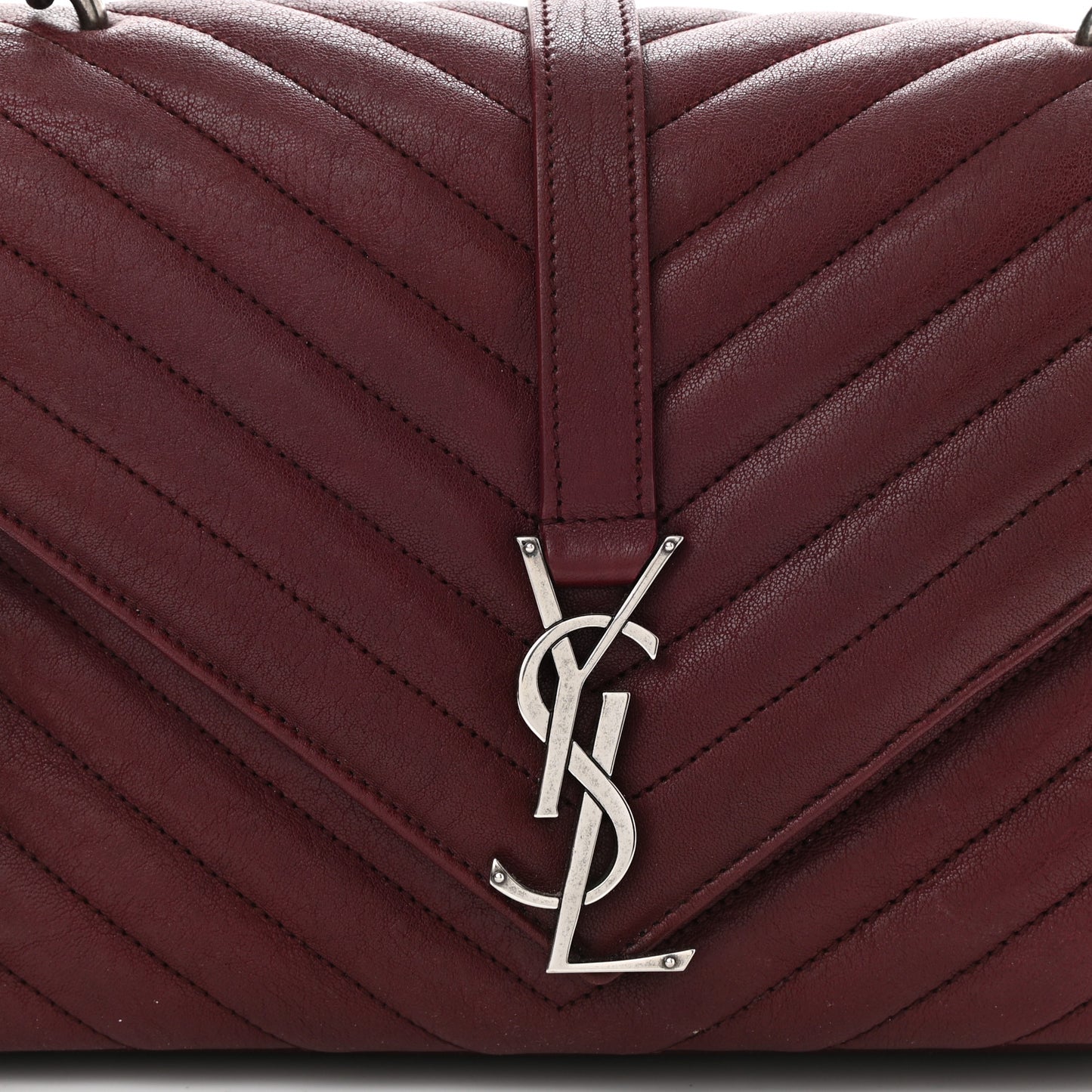 Sheepskin Matelasse Chevron Monogram Medium College Bag Rouge Legion