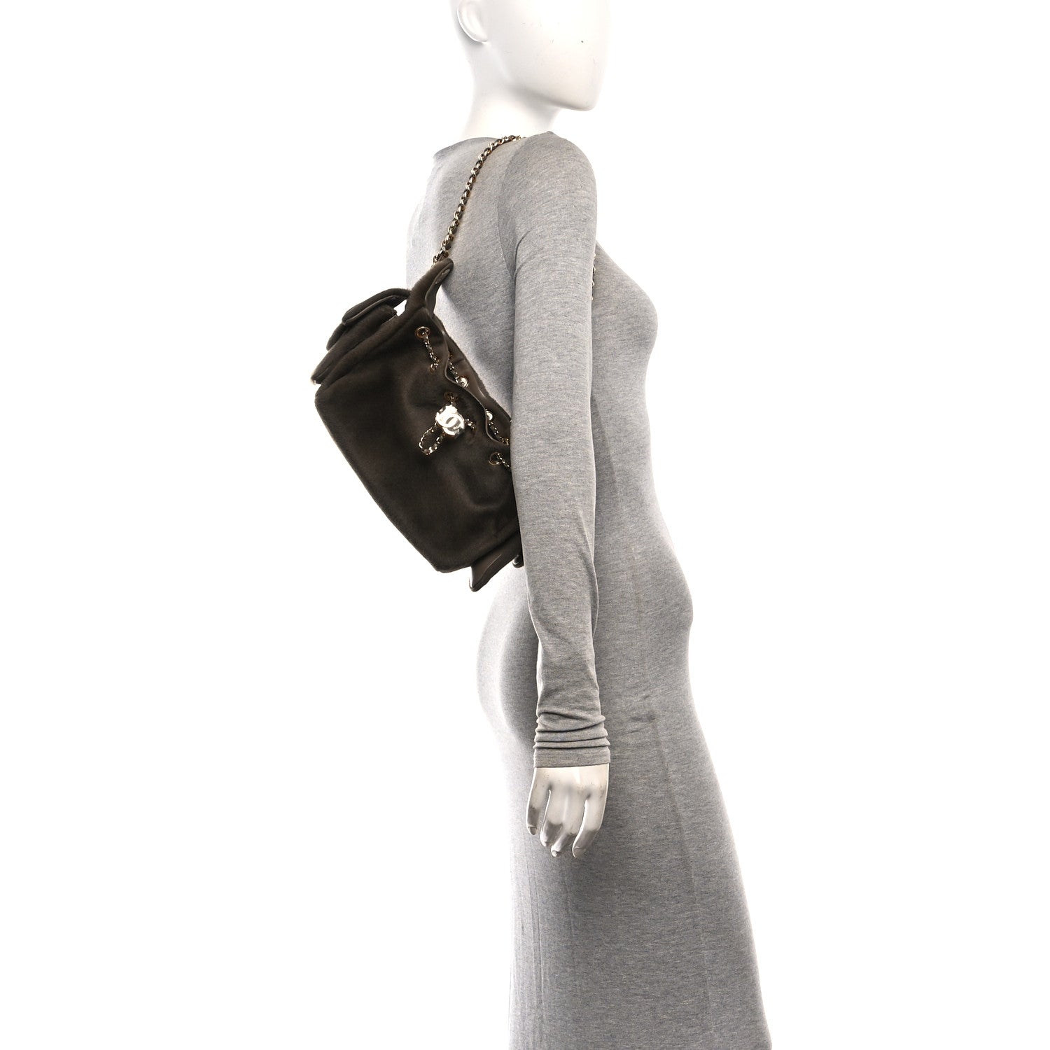 Chanel Pony Hair Mini Chanel 25 Handbag Dark Khaki 2 of 11