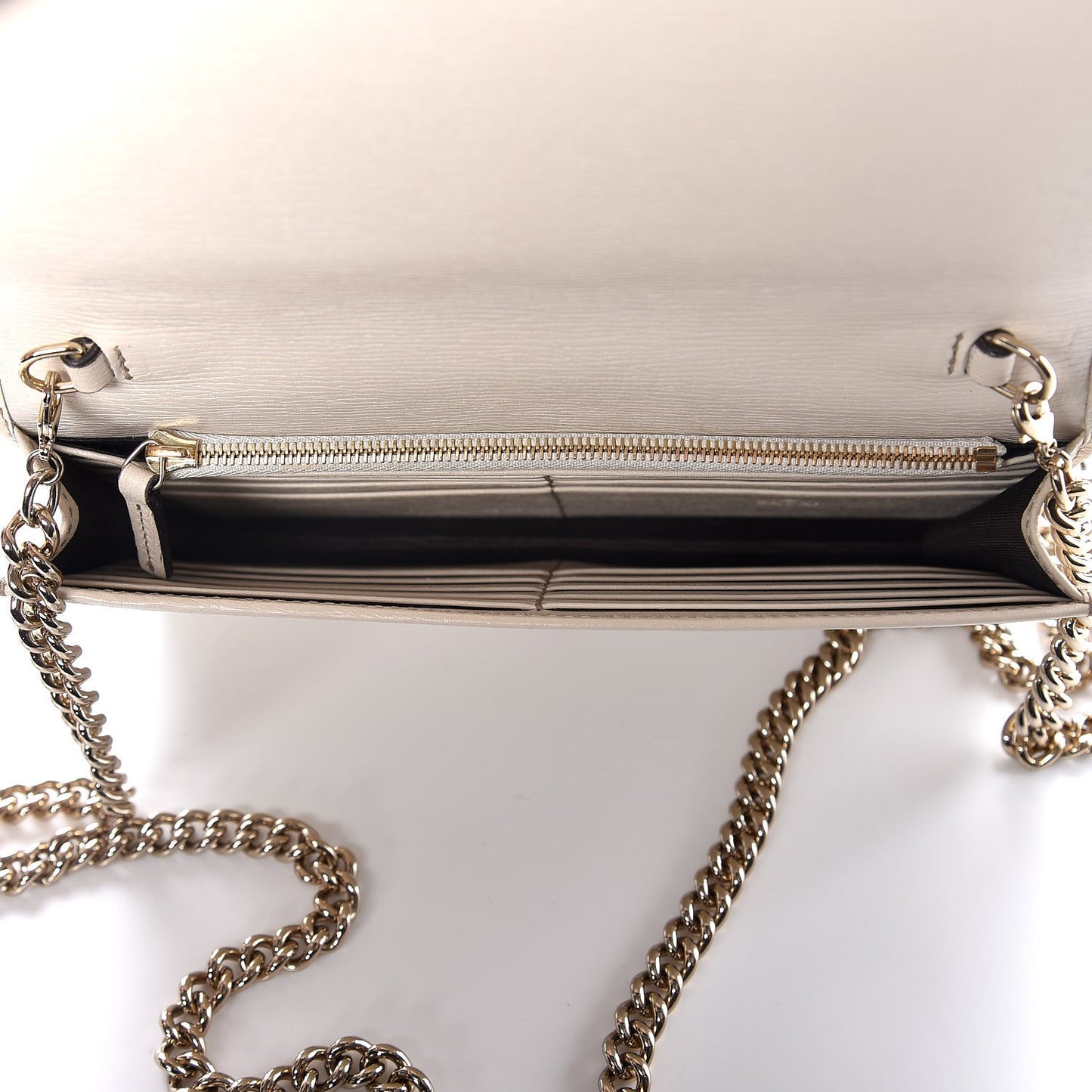 Textured Calfskin Medium Betty Chain Wallet White
