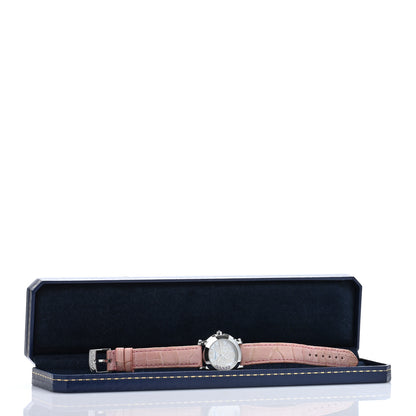 Chopard Stainless Steel Alligator Pink Sapphire Mother of Pearl 30mm Happy Sport Blossom Quartz Watch 5 of 5