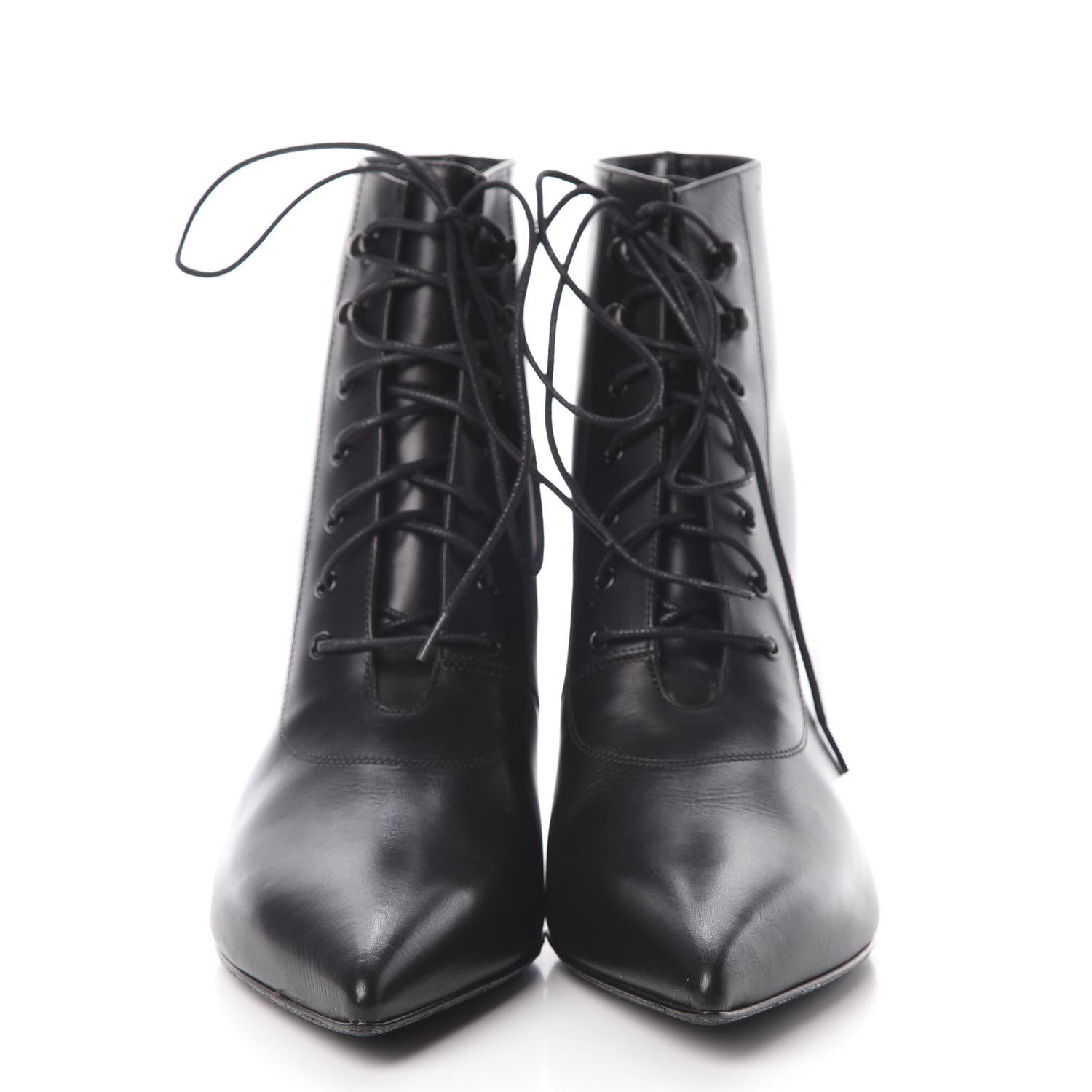 Saint Laurent Calfskin Cat 50 Laced Boots 39 Black 2 of 10
