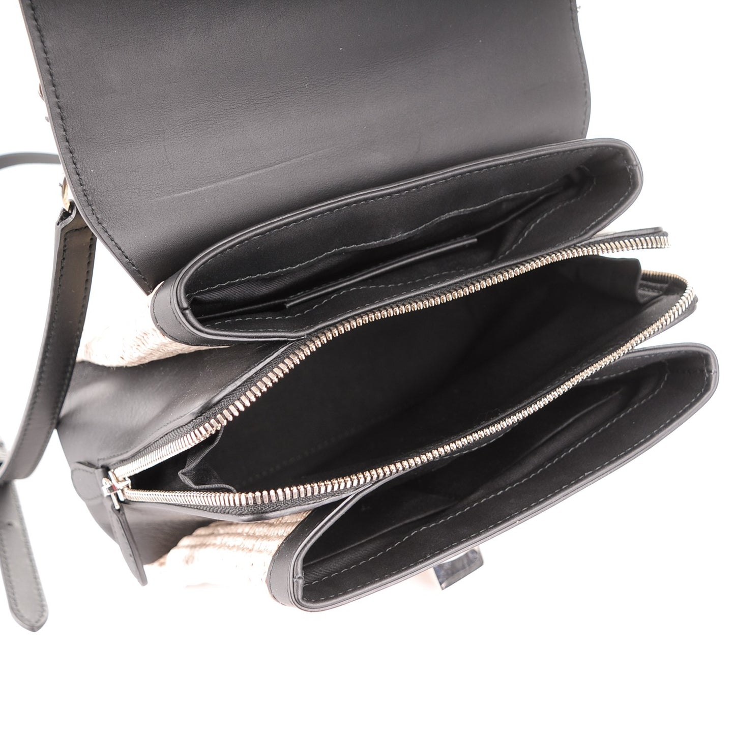 Raffia Calfskin Le Dix Mini Soft Cartable Crossbody Bag Black