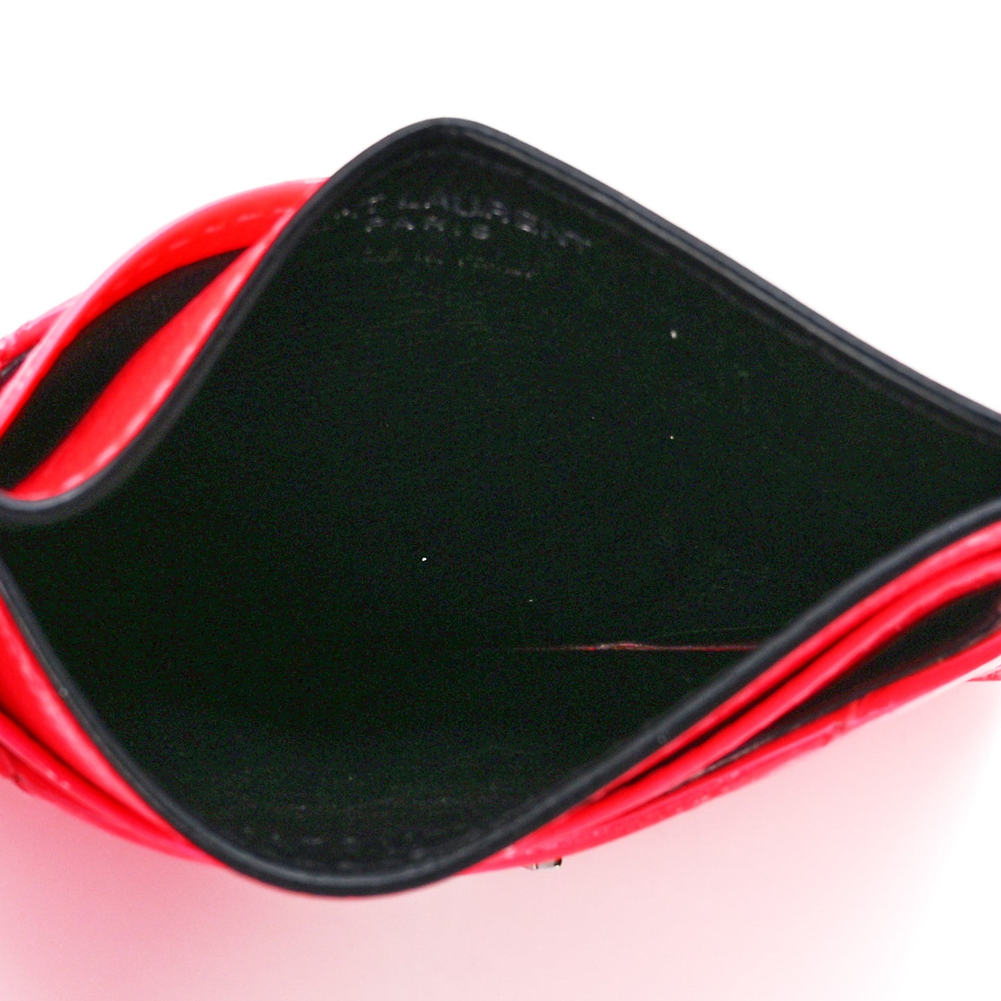 Grain De Poudre Matelasse Chevron Monogram Credit Card Case Neon Pink