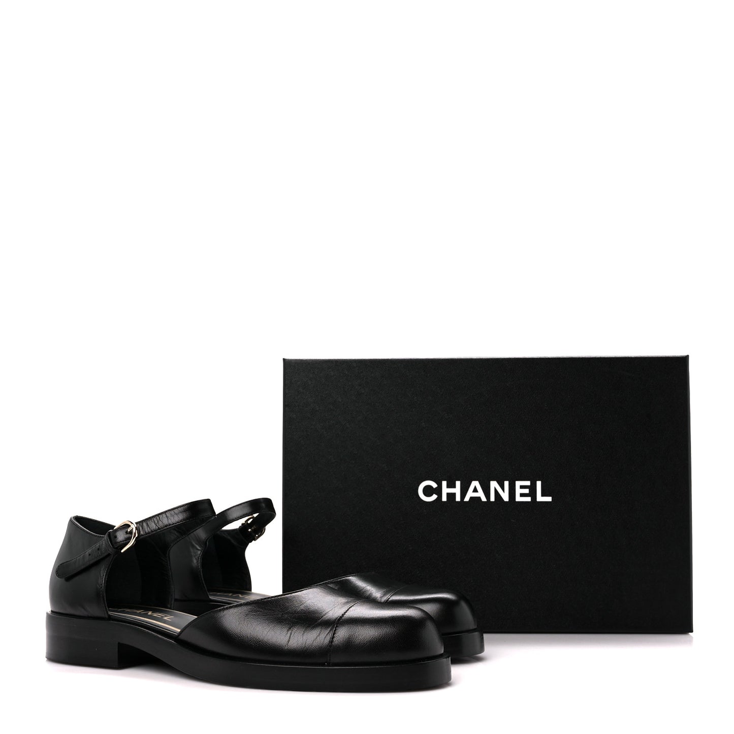 Shiny Goatskin Mary Jane Flats 40 Black