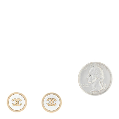 Chanel Pearl Coco Round Earrings Gold Pearly White 2 of 4