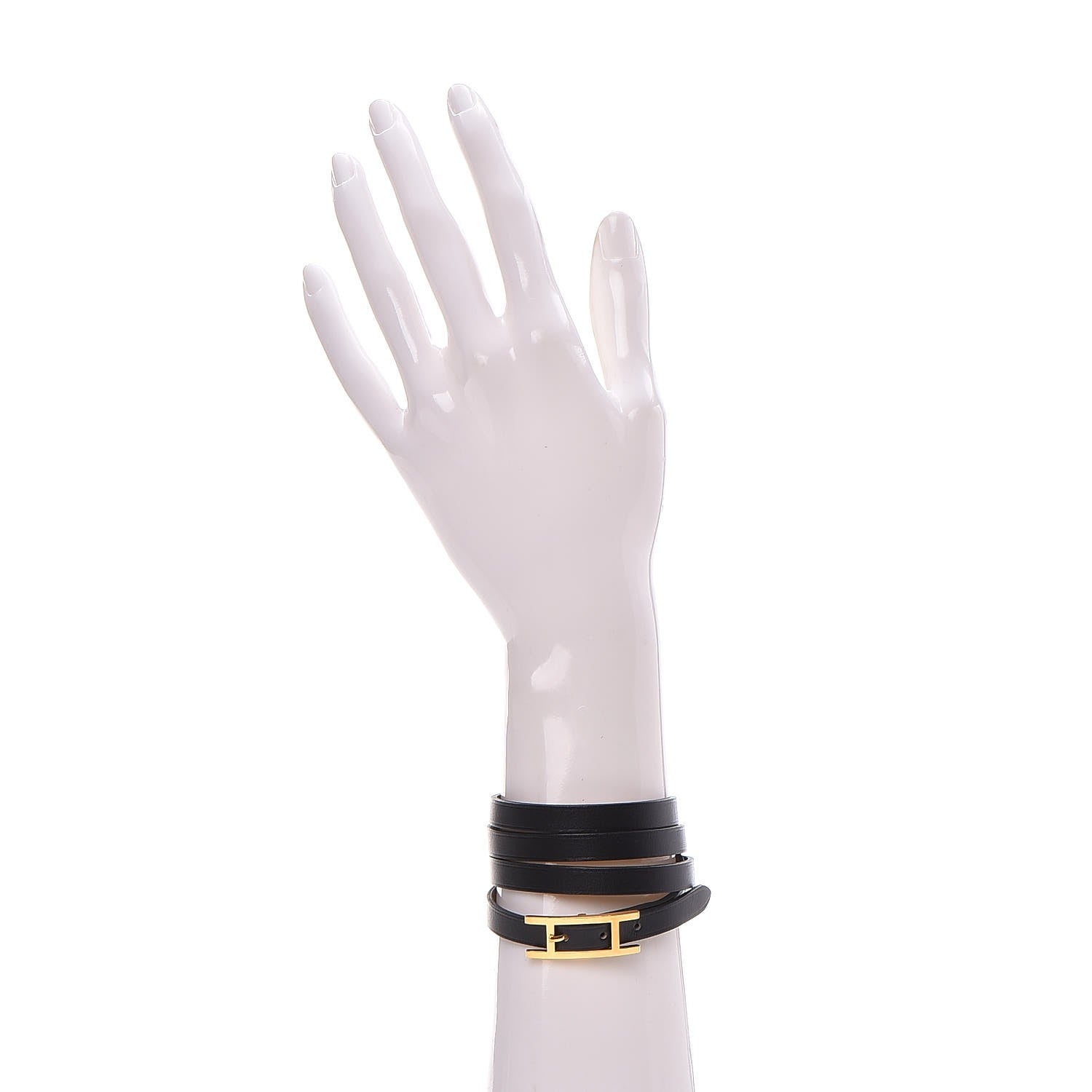 Hermes Chamonix Hapi 3 MM Triple Tour Wrap Bracelet M Black 2 of 7
