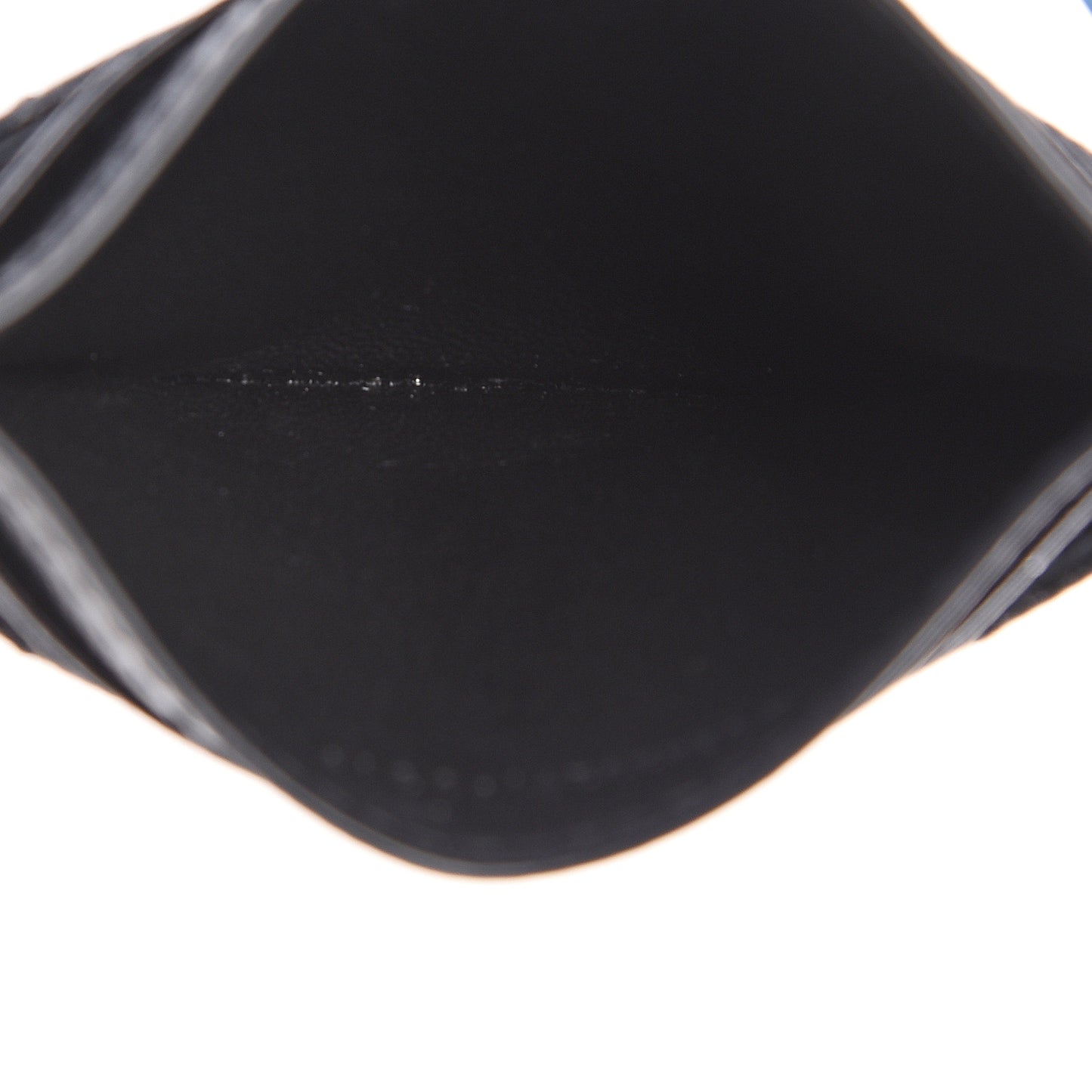 Grain De Poudre Matelasse Chevron Monogram Credit Card Case Black