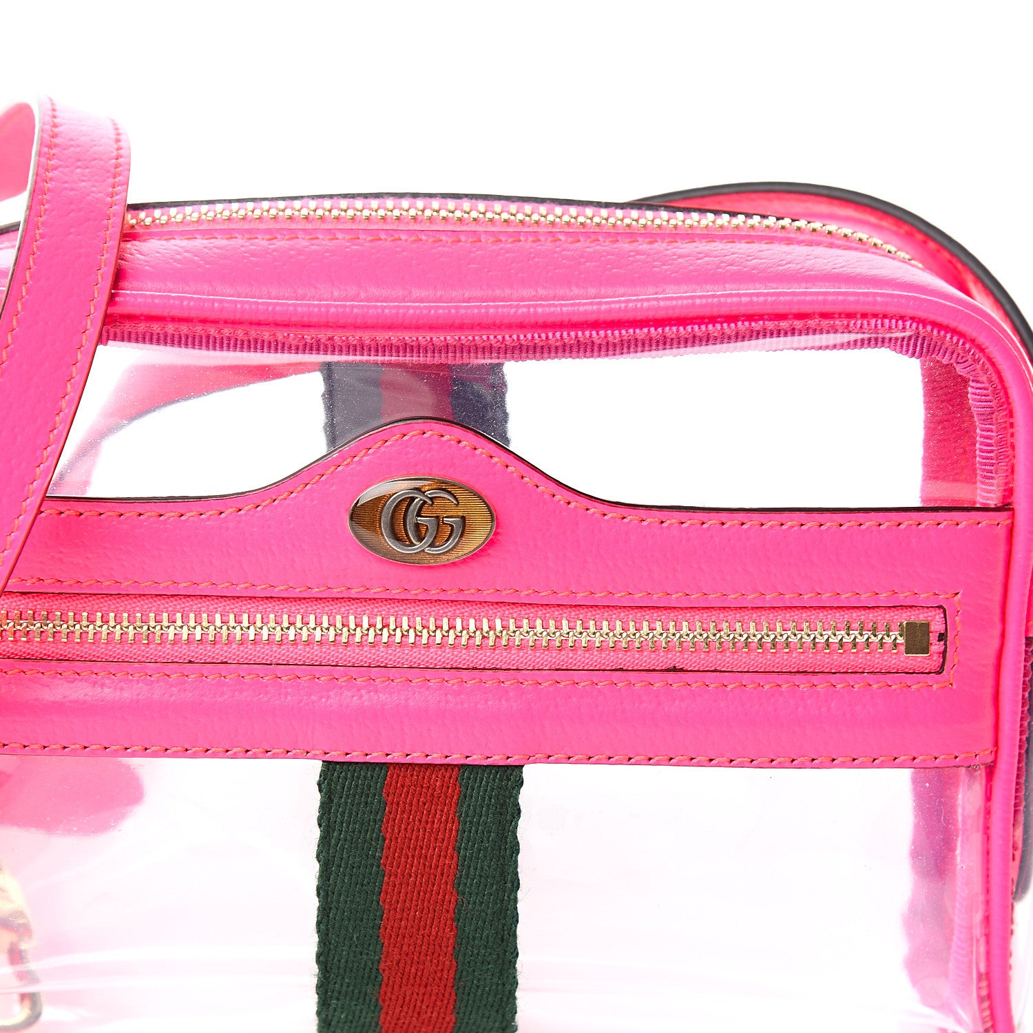 Gucci Vinyl Web Mini Ophidia Transparent Shoulder Bag Fluorescent Fuchsia 8 of 8
