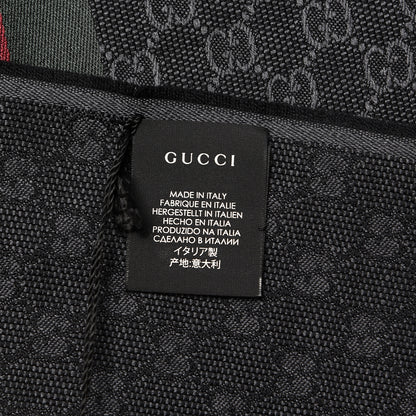 Gucci Wool Silk GG Monogram Web Verbier Fringe Scarf Black 4 of 5