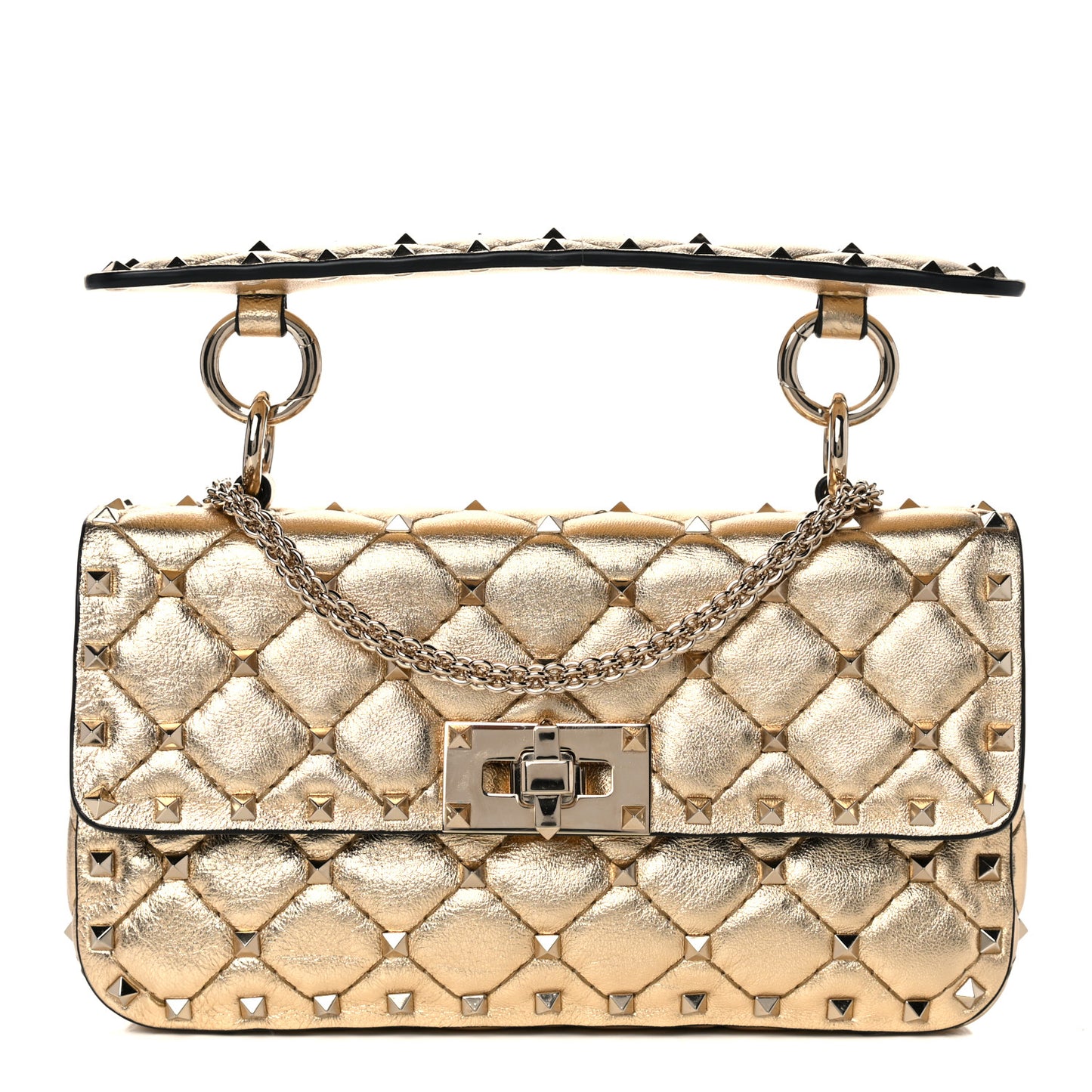 Metallic Nappa Small Rockstud Spike Shoulder Bag Mekong