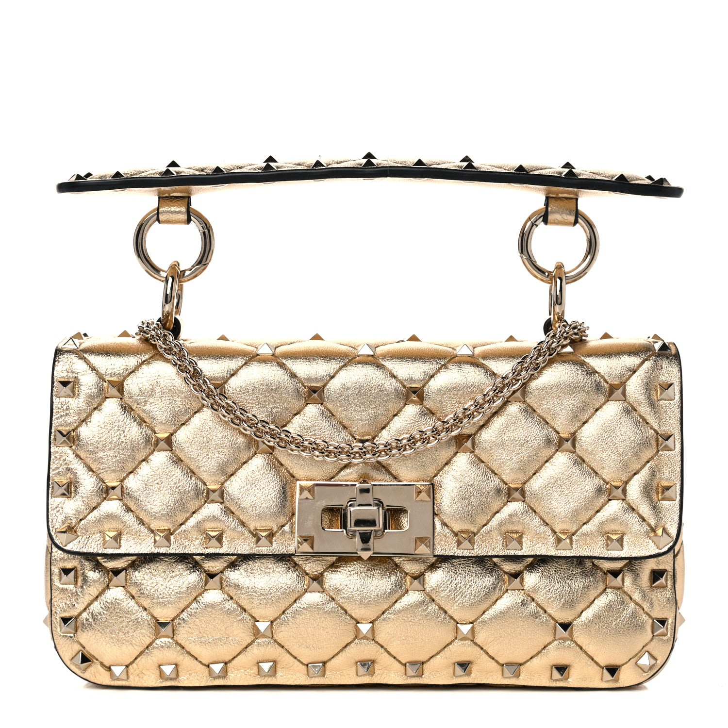 Valentino Garavani Metallic Nappa Small Rockstud Spike Shoulder Bag Mekong 1 of 10