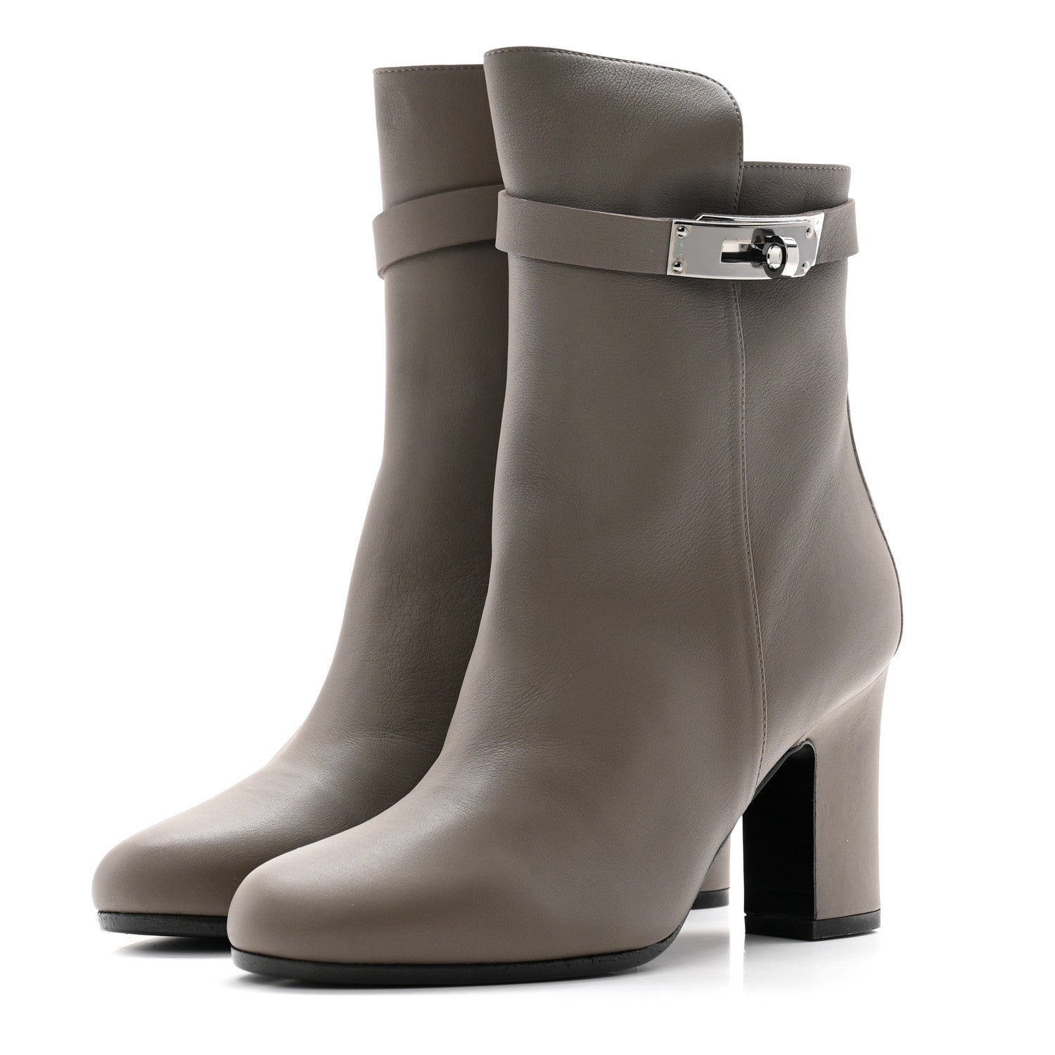 Hermes Calfskin Joueuse Ankle Boots 35.5 Etain 3 of 8