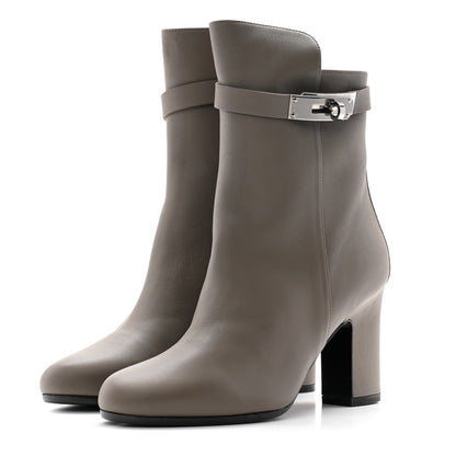 Hermes Calfskin Joueuse Ankle Boots 35.5 Etain 3 of 8