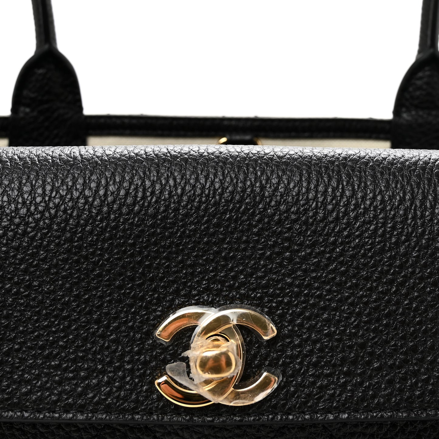 Grained Calfskin Stitched Urban Essentials Small Shopping Bag Black